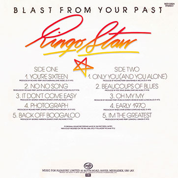 Ringo Starr - BLAST FROM YOUR PAST (Music For Pleasure MFP 50524) – sleeve, back side