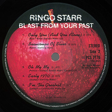 Ringo Starr - BLAST FROM YOUR PAST (Apple Records PCS 7170) – label, side 2