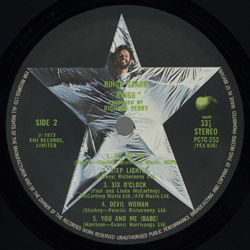 Ringo Starr - RINGO (Apple Records PCTC 252) – label, side 2