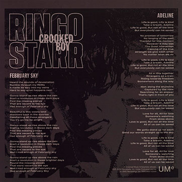 Ringo Starr - CROOKED BOY (UMe 00602465142549) – inner sleeve, front side