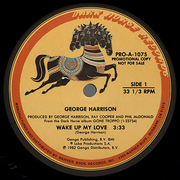 George Harrison - Wake Up My Love (Dark Horse PRO-A-1075) – label, side 1