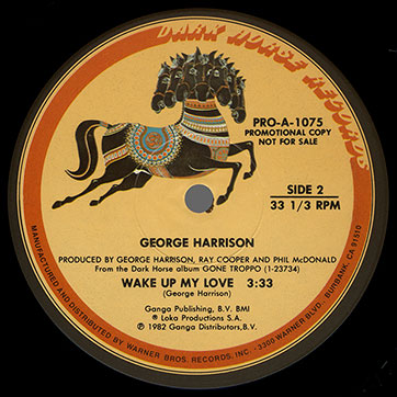 George Harrison - Wake Up My Love (Dark Horse PRO-A-1075) – label, side 2