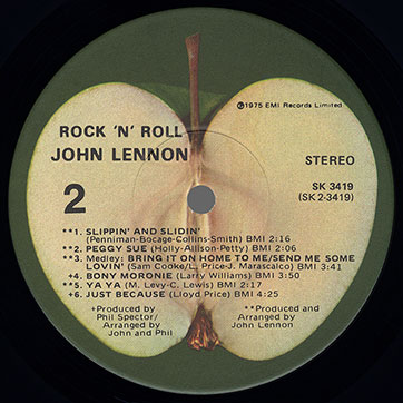 John Lennon - Rock 'N' Roll (Apple SK-3419), Winchester var. 2 − label, side 2