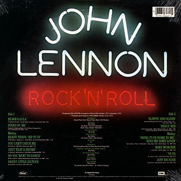 John Lennon - Rock 'N' Roll (Capitol SN-16069) − cover, back side