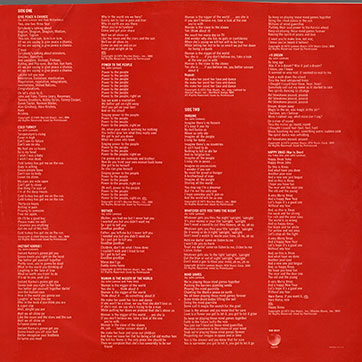 John Lennon / Plastic Ono Band - Shaved Fish (Apple SW-3421) − inner sleeve (Jacksonville), back side