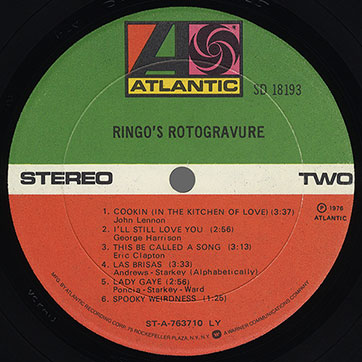 Ringo Starr - RINGO'S ROTOGRAVURE (Atlantic SD 18193) - label (variant with suffix LY), side 2
