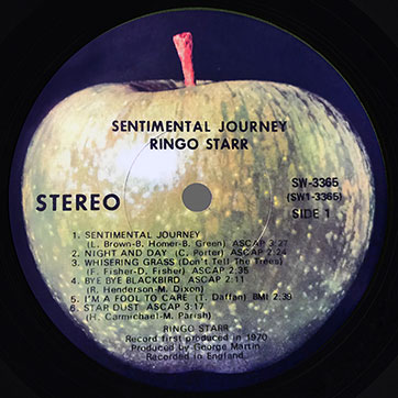 Ringo Starr - SENTIMENTAL JOURNEY (Apple SW-3365) - label (var. Scranton), side 1