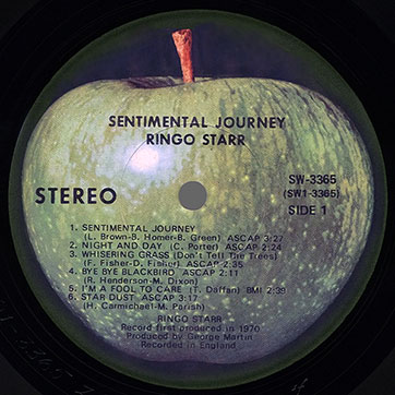Ringo Starr - SENTIMENTAL JOURNEY (Apple SW-3365) - label (var. Winchester #2), side 1