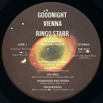 Ringo Starr - GOODNIGHT VIENNA (Apple SW-3417) - label, side 1