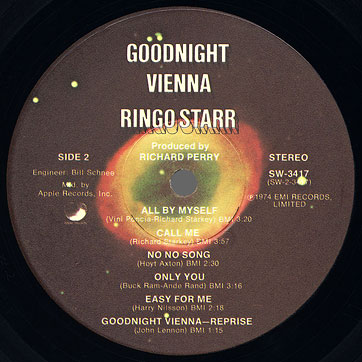 Ringo Starr - GOODNIGHT VIENNA (Apple SW-3417) - label, side 2