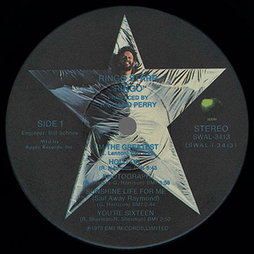 Ringo Starr - RINGO (Apple Records SWAL-3413) – label, side 1