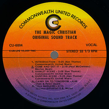 Peter Sellers and Ringo Starr: THE MAGIC CHRISTIAN - (Original Soundtrack) (Commonwealth United CU-6004) – label, side 1