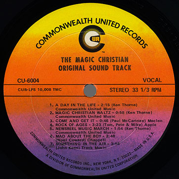 Peter Sellers and Ringo Starr: THE MAGIC CHRISTIAN - Original Soundtrack (Commonwealth United CU-6004) – label, side 2